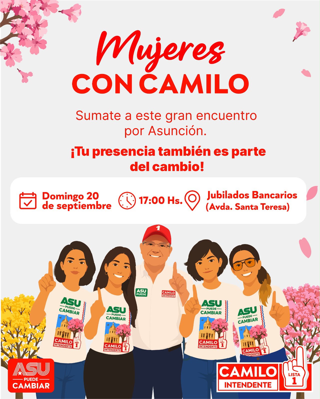 Camilo celebra con mujeres de Asunción